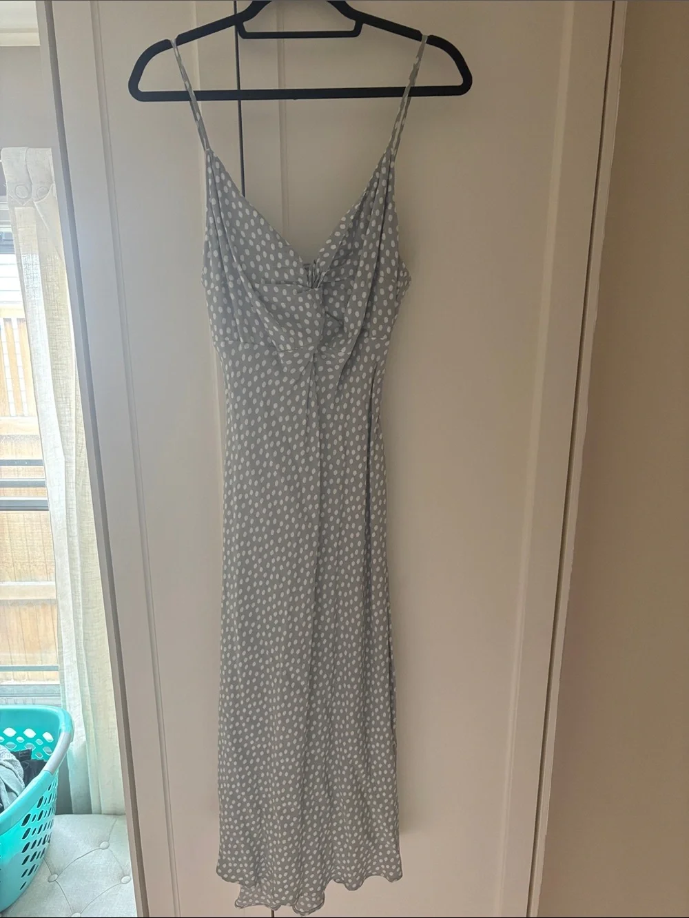 Abercrombie & Fitch Mint and White Polka Dot Slip Dress